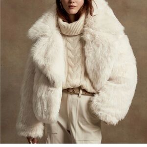 Banana Republic Reversible Cream Faux Fur Coat